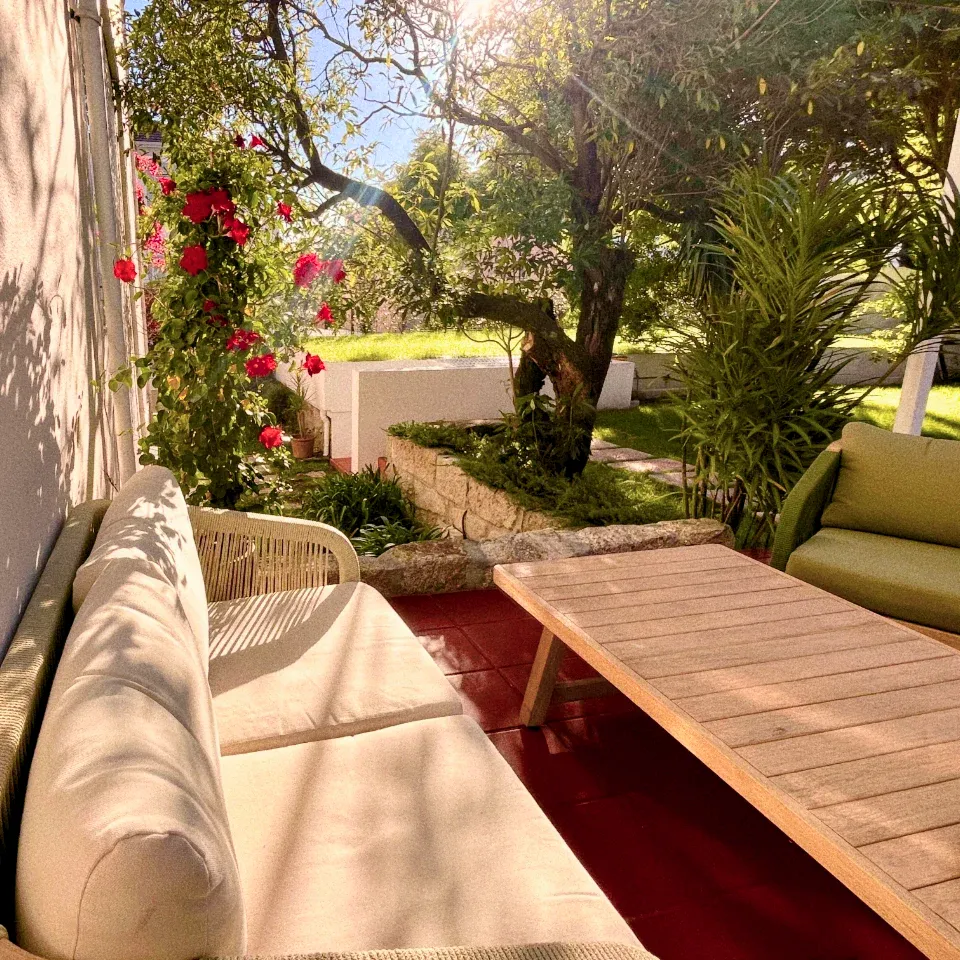 Garden lounge in the Surf Lodge.