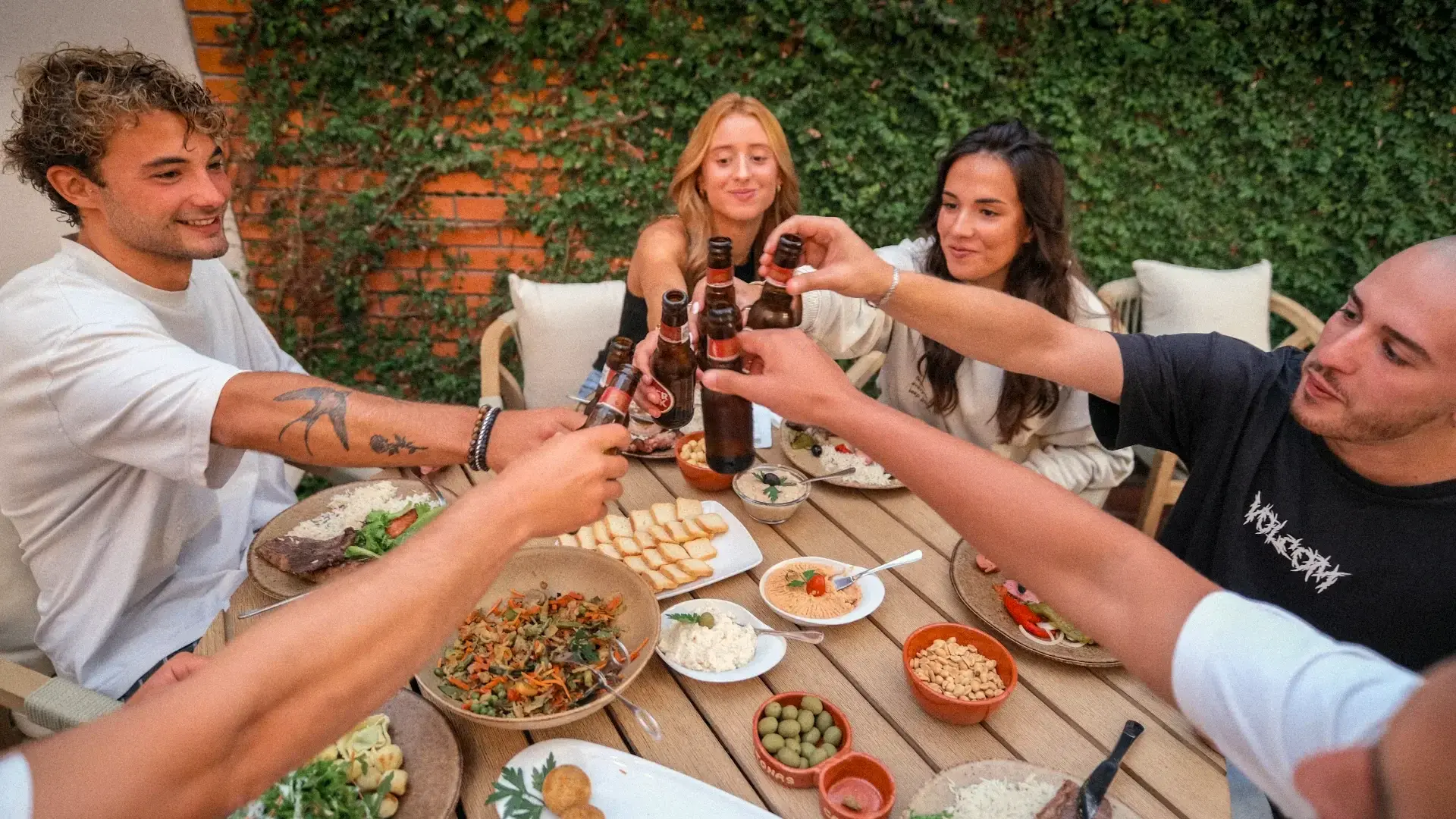 Communal dinner at the Surf Lodge