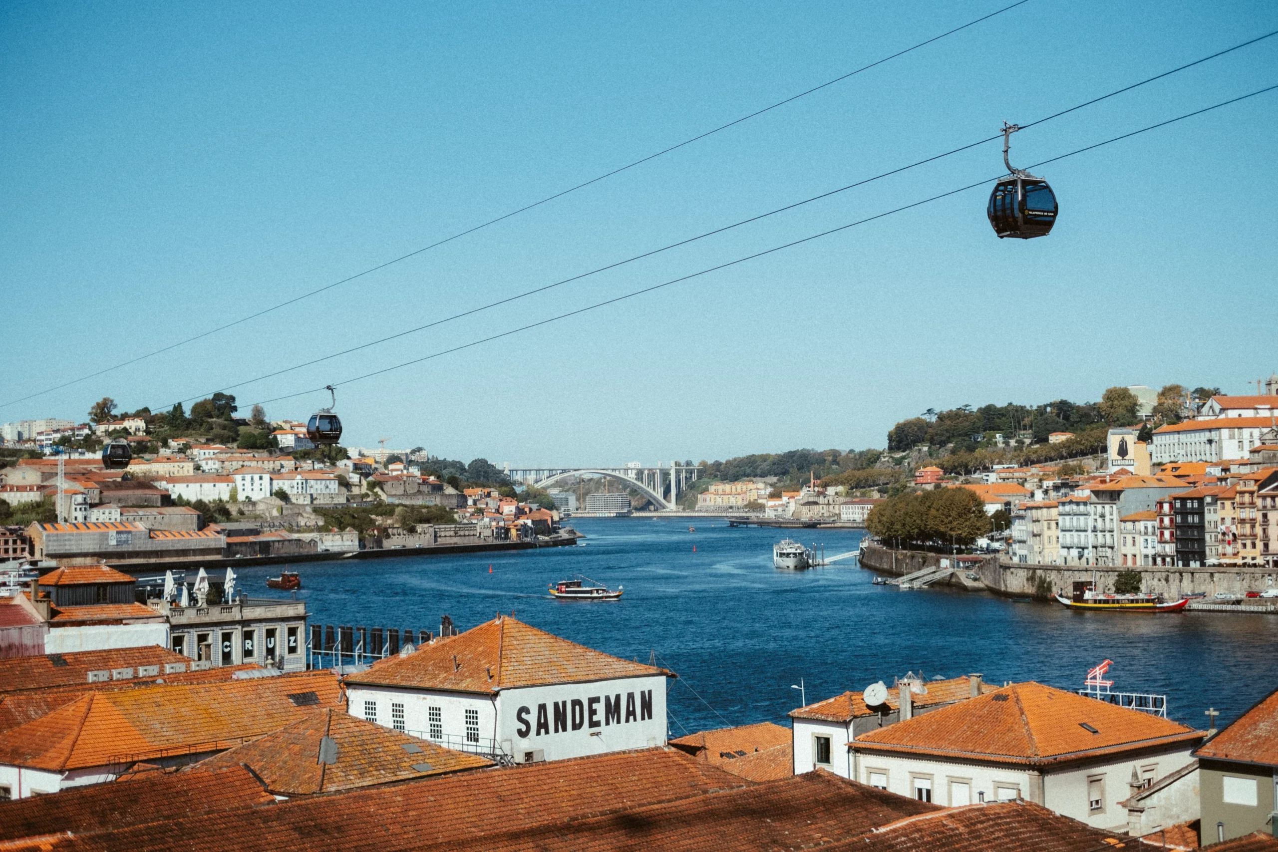 Cable car above Cais de Gaia.