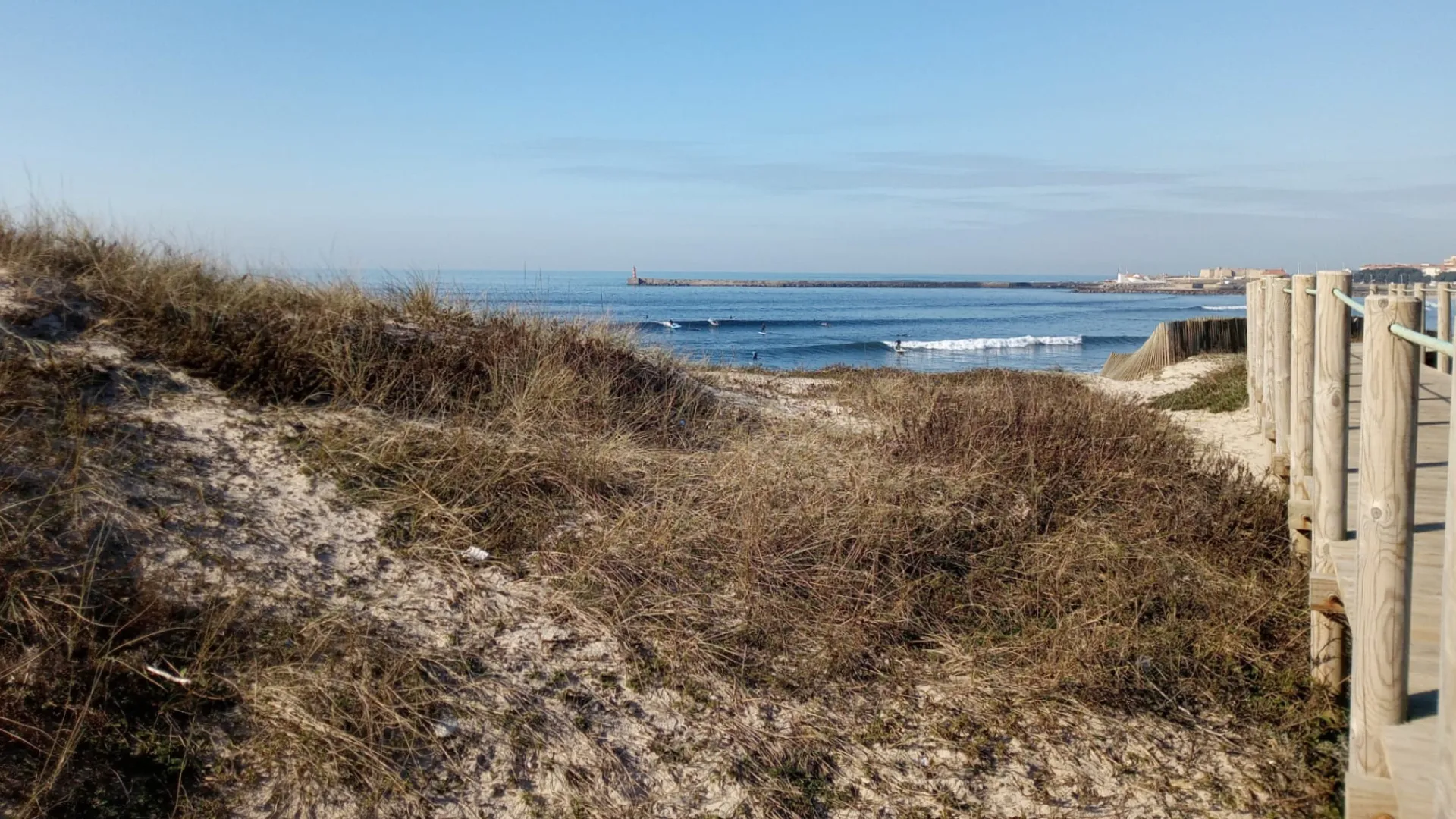 Surfing at the Praia da Azurar